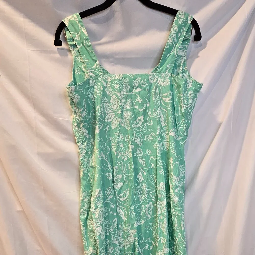 Vintage Together Dress Green Floral Side Zip Buckle Straps Size 12 - Picture 6 of 8